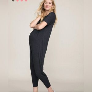 Hatch Maternity 1/S Walkabout Jumper Romper Cahrcoal Gray Stretchy Short Sleeves